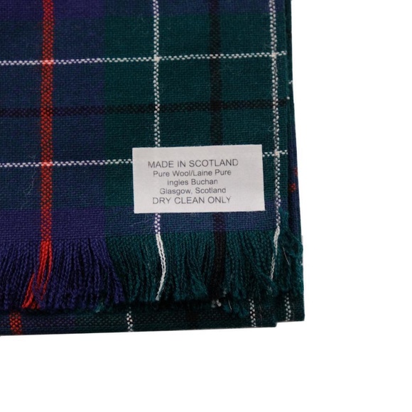 NWT INGLES BUCHAN Scarf + Tie Set Tartan 100% Wool Made in Scotland Green Blue - Picture 3 of 3